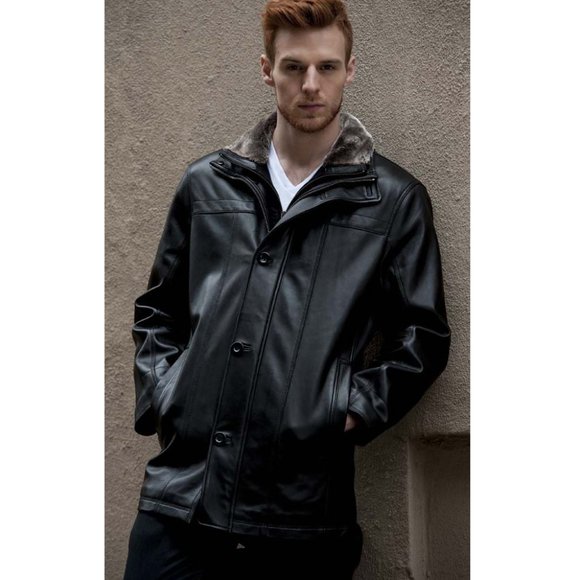 Black Lamb Leather 32” Man’s Zip Jacket